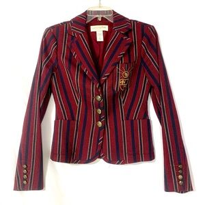 London Jean Burgundy Navy Striped Academic Blazer